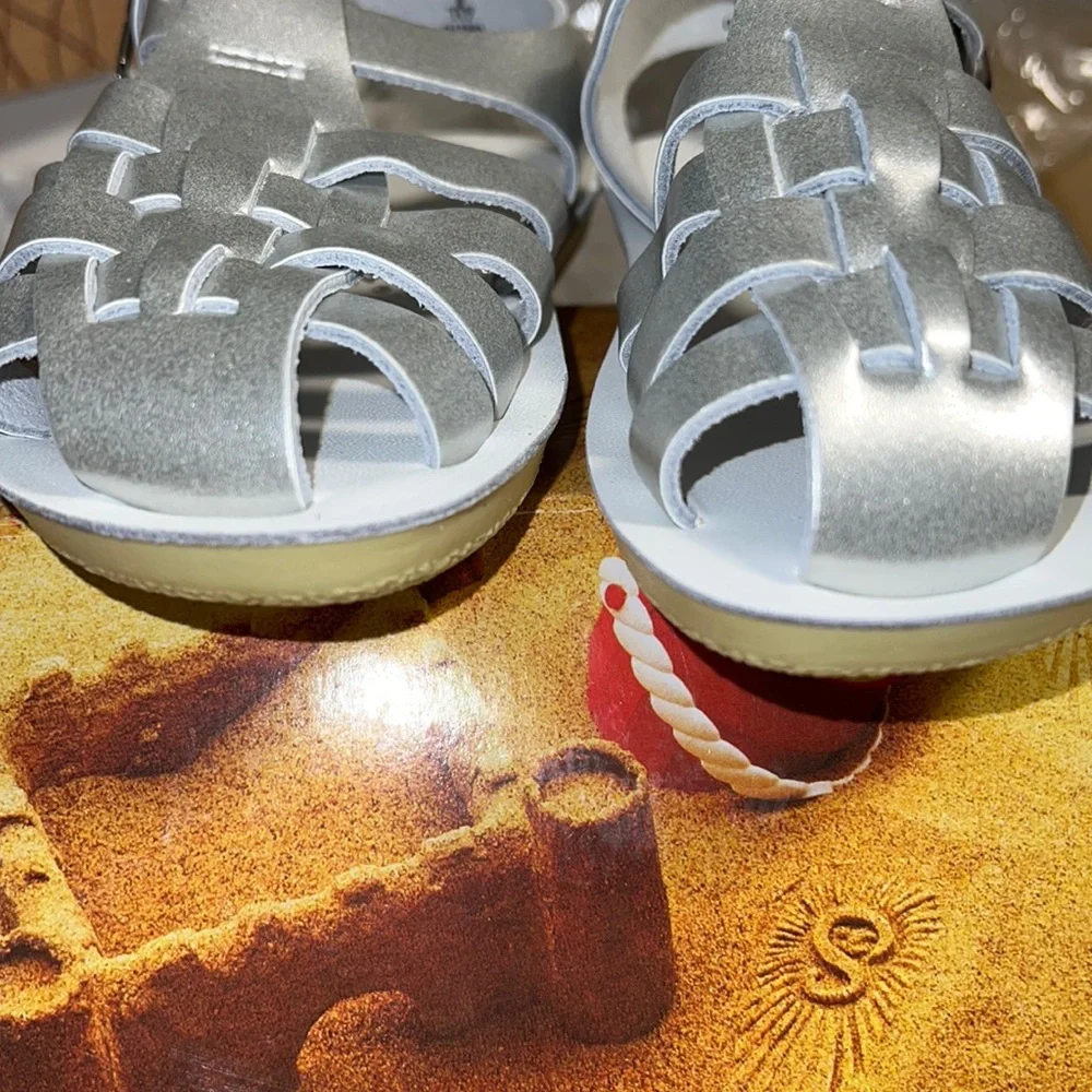AUTH NIB Salt Water Sandal by Hoy Shoes Sun-San - Sailors SILVER